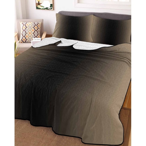 Beige Black Ombre Full Size Down Alternative Comforter, Lightweight Comforter Quilt Bedding Set with Pillow Shams Modern Gradient Abstract Art All Seasons Bed Comforter Duvet Insert 78"x90"