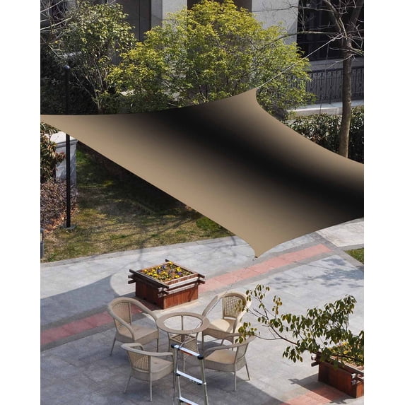 Beige Black Ombre Sun Shade Sail 6.5'x10' Rectangle Outdoor Shade Canopy, Modern Gradient Abstract Art Porch Shades Outdoor Sun Blocking Screen, Sunshade Cloth Covers for Patio/Deck/Garden