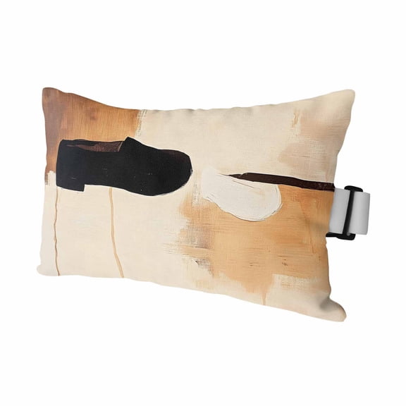 Beige Black Outdoor Chaise Lounge Pillows Abstract Art Mottled Graffiti Color Block Modern Lumbar Pillows with Insert Adjustable Elastic Strap Headrest Pillow for Recliner 1 Pack 11x16 Inch