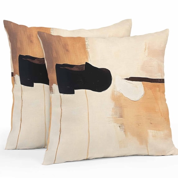 Beige Black Outdoor Pillow Covers Pack of 2 Abstract Art Mottled Graffiti Color Block Modern Waterproof Throw Pillow Covers Decorative Cushion Cases for Patio Garden Tent Balcony Couch 18x18 inch