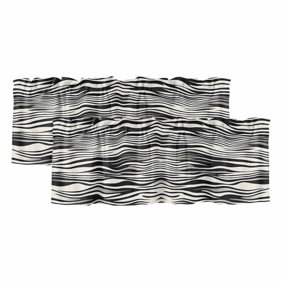 Beige Black Stripe Curtain Valances for Windows, Kitchen Valance Window ...