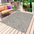 thumbnail image 1 of Beige Black Stripe Outdoor Rug for Patio/Deck/Porch, Non-Slip Large Area Rug 6 x 9 Ft, Modern Abstract Art Moire Striped Indoor Outdoor Rugs Washable Area Rugs, Reversible Camping Rug Carpet Runner, 1 of 8