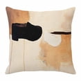thumbnail image 1 of Beige Black Throw Pillow Cover Abstract Art Mottled Graffiti Color Block Modern Cotton Linen Cushion Cover Throw Pillow Case with Invisible Zipper for Couch Sofa Bed Chair Car 16x16 Inch, 1 of 14