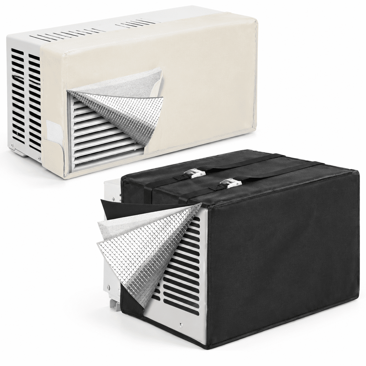 Beige + Black Window Air Conditioner Covers, 17