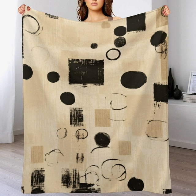 Beige Blanket Flannel All Season Lightweight Living Room/Bedroom