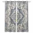 thumbnail image 1 of Beige Blue Boho Blackout Curtains for Bedroom Living Room Darkening Curtains 54 Inch Long Medieval Vintage Ethnic Floral Abstract Short Curtain for Small Window Treatment Grommet Drapes 52"x54"x2, 1 of 9