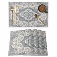 thumbnail image 1 of Beige Blue Boho Placemats Set of 6, Medieval Vintage Ethnic Floral Abstract Placemats for Dining Table, Place Mats for Kitchen Tabletop, Waterproof Wipeable Dining Table Mats Set, 1 of 9
