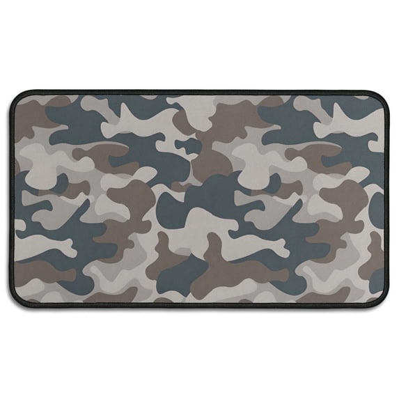 Beige Blue Camo Mixed Shapes Pattern Door Rugs,Washable Non Slip Door Mats Indoor,Decorative Door Mats,Entry Mat Indoor for Entrance,Bedroom,Kitchen,Bathroom,30"x17"