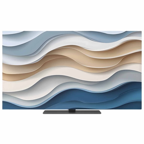 Beige Blue Ombre TV Dust Cover, Stretchable TV Screen Desktop Computer Protector Cover, Moire Abstract Artwork Television Dustproof Slipcover Indoor Outdoor Decor for 19–24 Inch Flat or Curved TVs
