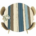 thumbnail image 1 of Beige Blue Stripes Round Tablecloth 55-60 Inch Round Fitted Table Cloth with Elastic Edge, Bogo Rustic Brown Farmhouse Wooden Waterproof Table Cover Protector for Outdoor Picnic Party Dining, 1 of 6