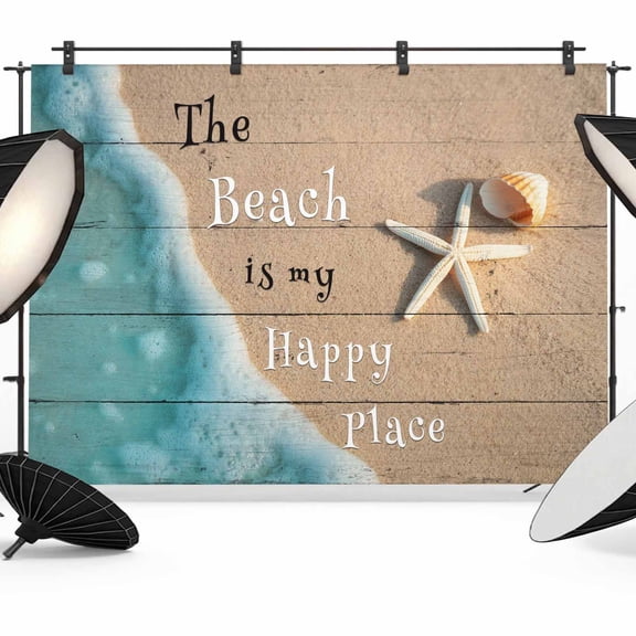 Beige Blue Summer Beach Backdrop for Photoshoot,Photography Photo Studio Background Wall Backdrop,Coastal Starfish Nautical Ocean Back Drop Banner Panel for Portraits Wedding Live Streaming 7x5Ft