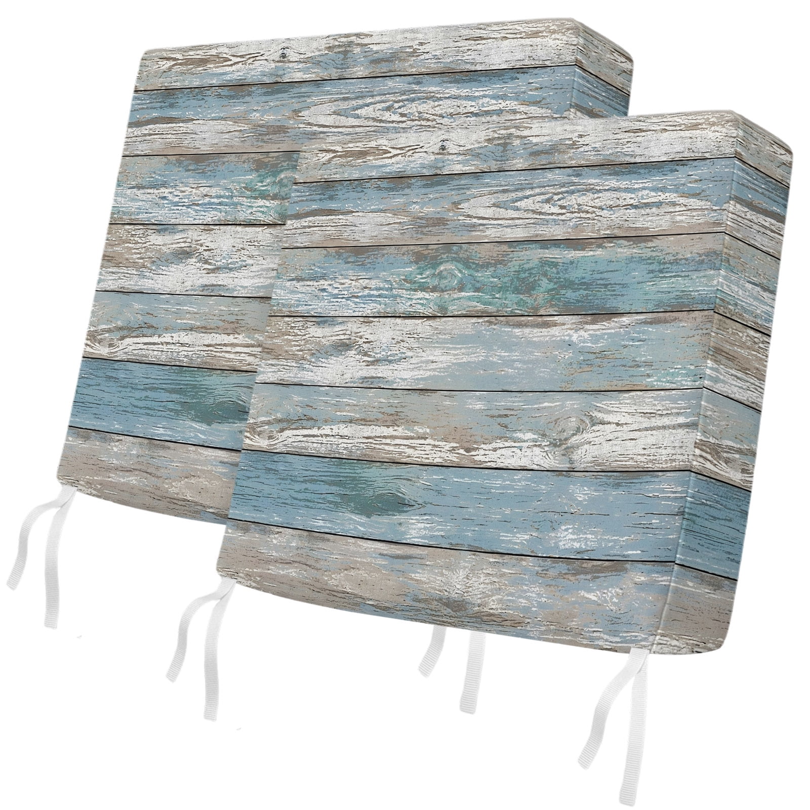 Beige Blue Wood Grain 2 Pcs Patio Cushion Covers, Abstract Turquoise