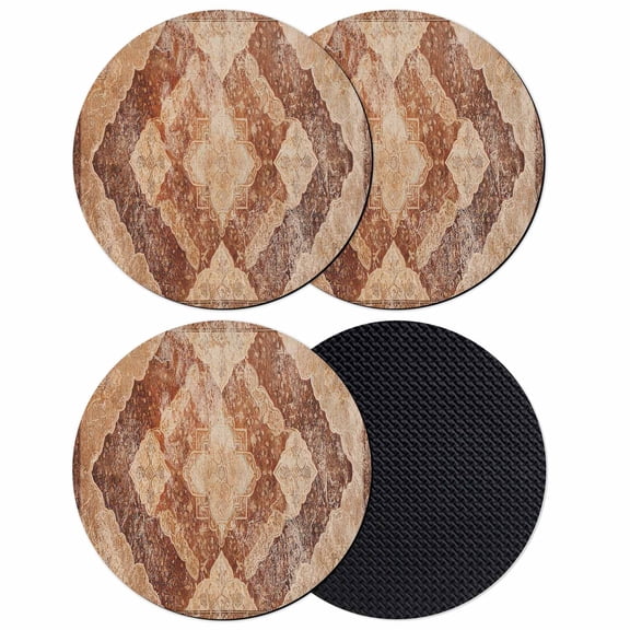 Beige Boho Coasters Set of 4, Soft Absorbent Coasters for Drinks, Ethnic Modern Geometric Abstract Art Western Non-Slip Cup Coaster Mat with Rubber Bottom for Home Kitchen Coffee Bar Table Decor 4"