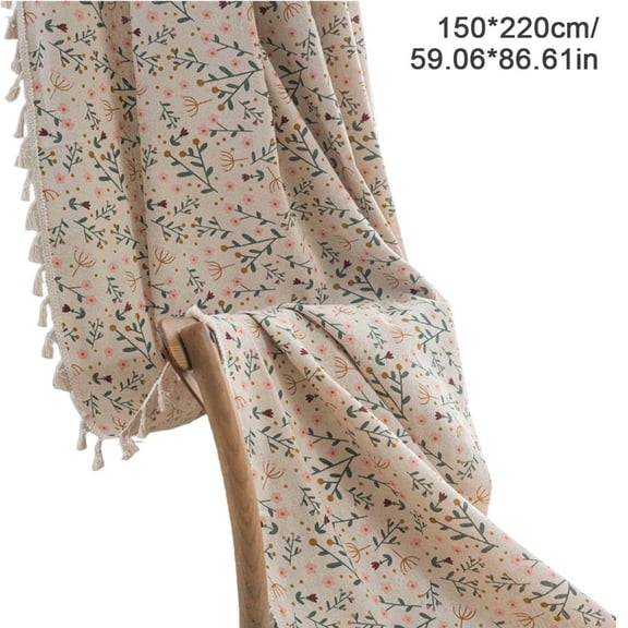 Beige Boho Curtains 2Panels, Colorful Floral Patterned Fall Curtains Rod Pocket, Rustic Linen Blend Bohemian Farmhouse for Glass Slide Patio Door