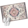 thumbnail image 1 of Beige Boho Entryway Rug 2x3 Area Rug Washable Indoor Doormat Small Bathroom Rugs Non-Slip Low Pile Accent Throw Rugs Ethnic Tribe Chic Elegant Pink Floor Carpet for Kitchen Bedroom Entrance, 1 of 9