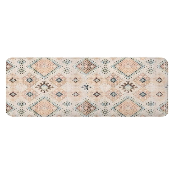 Beige Boho Ethnic Geometric Pattern Kitchen Rug Mat,Kitchen Runner Rugs Non Skid Washable,Decorative Kitchen Floor Mats for Kitchen,Sink,Laundry,17"x47.2"