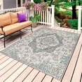 thumbnail image 1 of Beige Boho Floral Outdoor Rug 3x5 Ft, Non Slip Washable Area Rug, Medieval Vintage Ethnic Flower Abstract Patio Rugs Carpet Runner, Large Floor Mat for Indoor/Outdoor Deck Porch Camping, 1 of 8