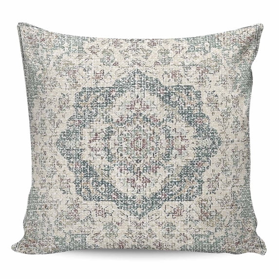 Beige Boho Floral Pillow Covers 24x24 Inch Decorative Throw Pillow Cover, Medieval Vintage Ethnic Flower Abstract Sofa Pillowcases Accent Cushion Case Home Decor Bedroom Living Room