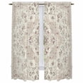 thumbnail image 1 of Beige Boho Kitchen Curtain for Berdoom Living Room Cafe 72 Inch Length, Middle Century Ethnic Vintage Abstract Tiers Curtains Light Filtering Drapes Rod Pocket Window Treatment 2 Panels 52"Wx72"L, 1 of 8