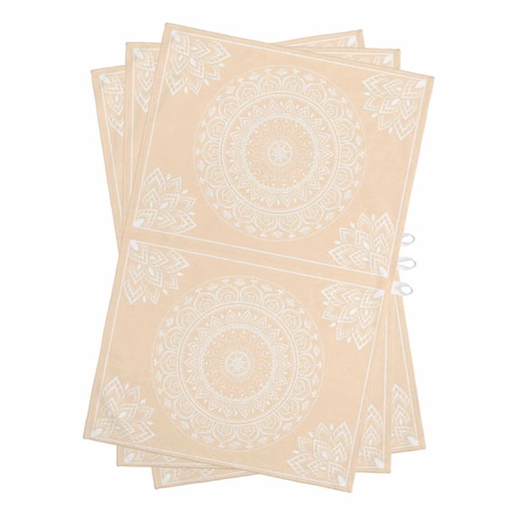 Beige Boho Kitchen Towels Set of 3, Water Absorbent Dish Towel, Farmhouse Middle Century Abstract Geometric Decorative Hand Towels - Quick Drying Cloth for Cooking Baking, 18x28 Inch