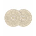 thumbnail image 1 of Beige Boho Round 13 Inch Placemats Set of 2, Retro Farmhouse Ethnic Abstract Geometric Art HeatResistant Non Slip Place Mats for Dining Table, Wipeable Braided Kitchen Table Mats for Housewarming, 1 of 9