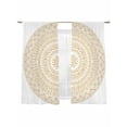 thumbnail image 1 of Beige Boho Sheer Curtains 63 Inch Length 2 Panels Set, Semi Transparent Voile Rod Pocket Curtains for Living Dining Room Bedroom Drapes Retro Farmhouse Ethnic Abstract Geometric Art, 1 of 6