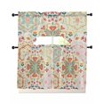 thumbnail image 1 of Beige Boho Swag Curtains for Living Room/Bedroom Windows, Retro Ethnic Shabby Colorful Floral Patterned Kitchen Curtains and Valances Set 36 Inch Length, Light Filtering Swags Valance Curtain Panels, 1 of 5