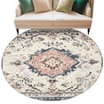 thumbnail image 1 of Beige Boho Washable Round Rug 6ft Area Rug for Living Room, Soft Large Non-Slip Circle Dining Room Rugs Ethnic Tribe Chic Elegant Pink Carpet for Bedroom Entryway Classroom Dorm, 1 of 9