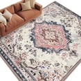 thumbnail image 1 of Beige Boho Washable Rug 5x7 Area Rugs for Living Room, Ethnic Tribe Chic Elegant Pink Large Bedroom Rug Soft Non-Slip Low Pile Floor Carpet for Dining Room Kitchen Office Laundry Nursery, 1 of 9