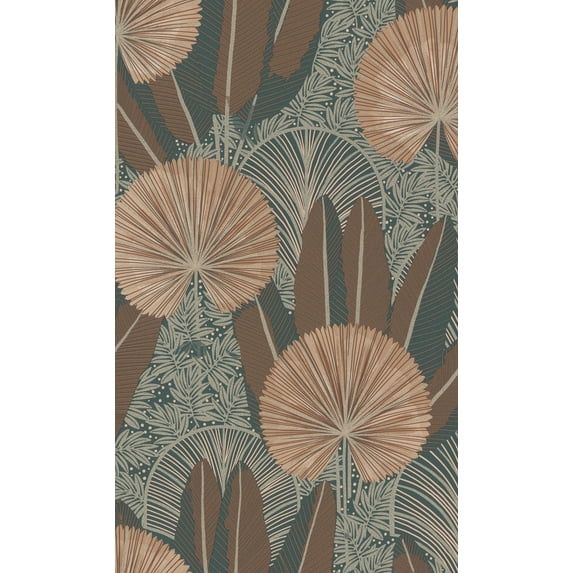 Beige Bold Metallic Leaf Tropical Wallpaper R8368