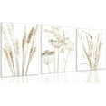 thumbnail image 1 of Beige Botanical Canvas Wall Art Set of 3 Boho Plant Artwork Neutral Bohemian Minimalist Art Modern Painting Pictures Prints for Wall Decor Aesthetic, for Bedroom Living Room Framed 12x16in, 1 of 7