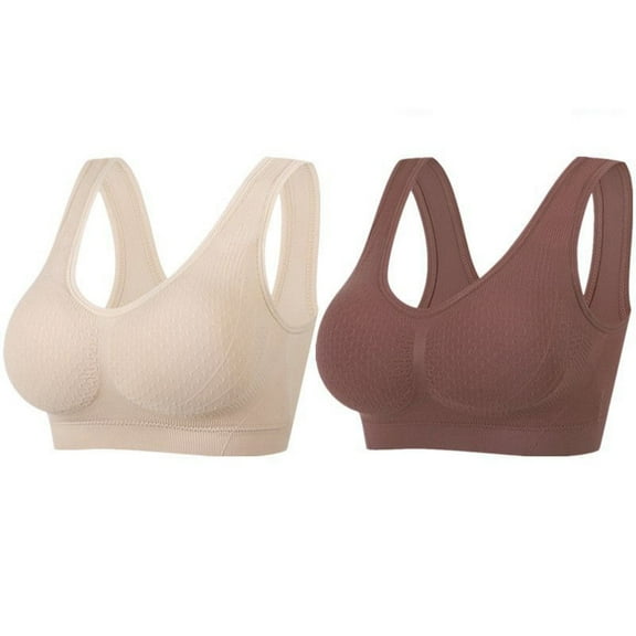 Beige Bras for Women No Underwire 2PCS Gathering Bra Comfortable Corset Front Alternating Side Button Lace Bra Slim Shaping Bra