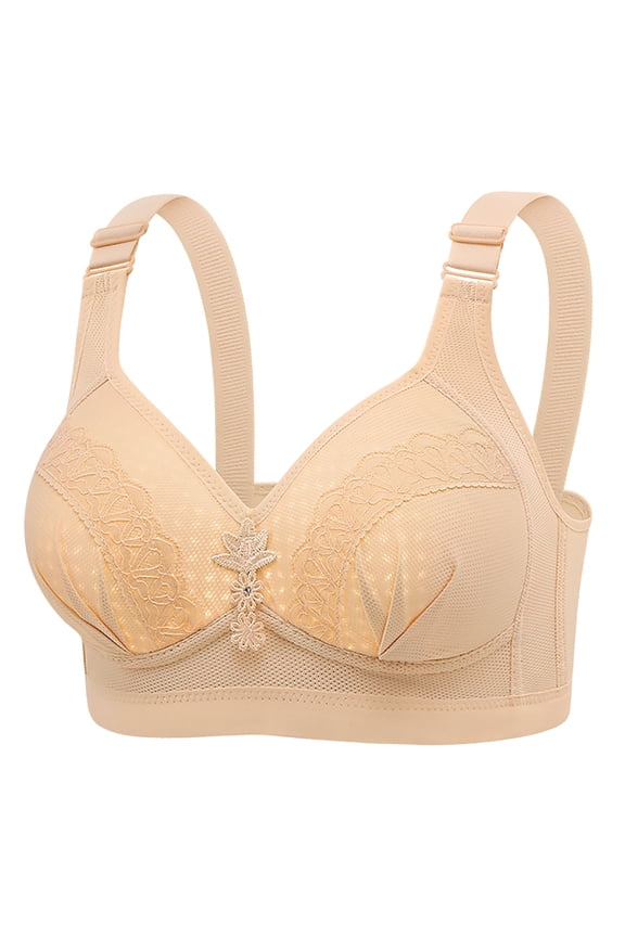 Beige Bras for Women No Underwire Women's New Plus Size No Underwire Top Bra Thin Breathable Big Breasts To Show Small Beauty Back Four Bra