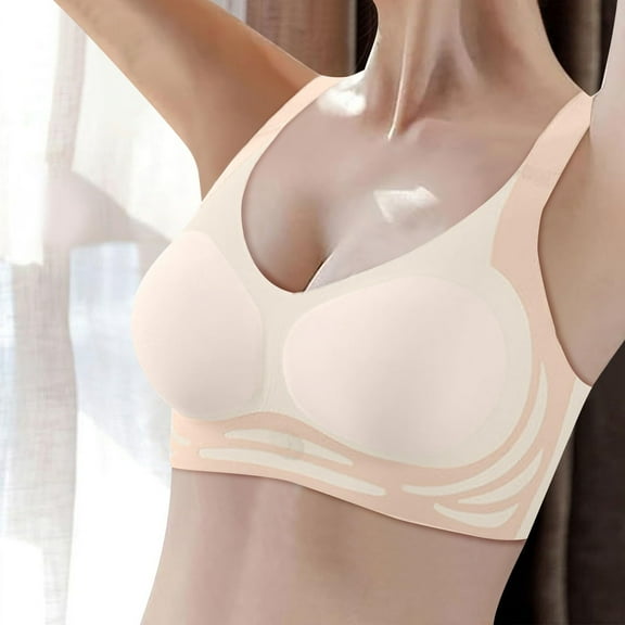 Beige Bras for Womens Wireless Bra Super Gather Bra Anti Sagging Breasts Support Pushup Lifting Bras for Older Women