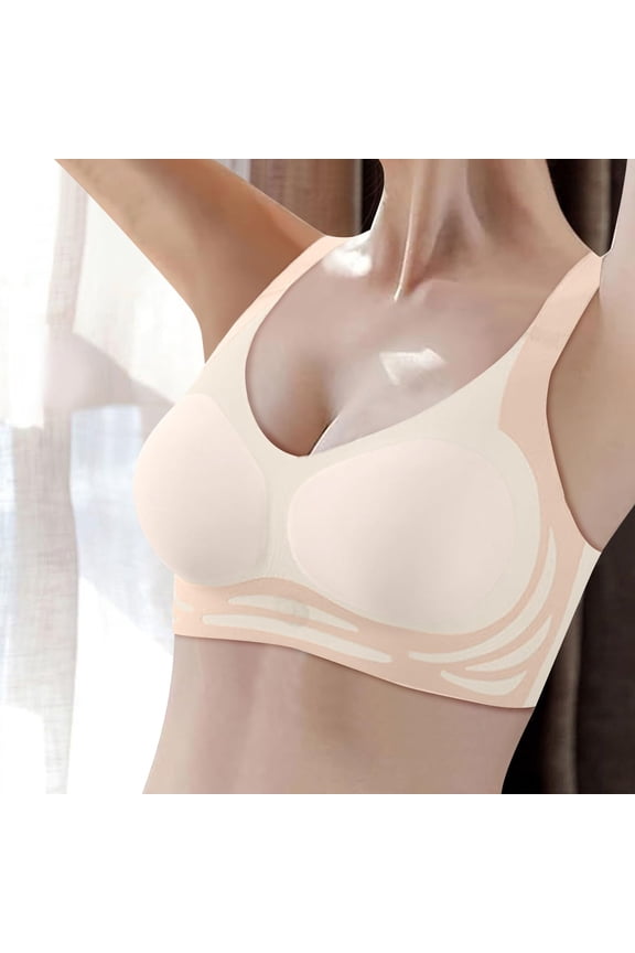 Beige Bras for Womens Wireless Bra Super Gather Bra Anti Sagging Breasts Support Pushup Lifting Bras for Older Women