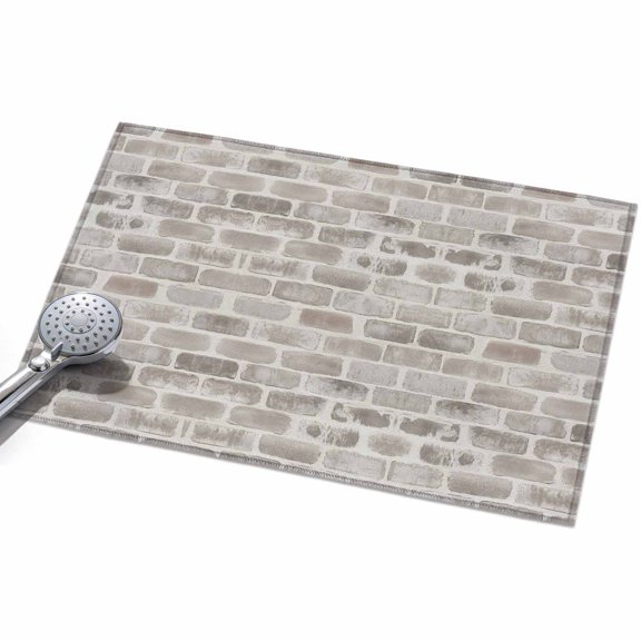 Beige Brick Wall Entryway Rug 2x3ft Washable Non Slip Bathroom Rug Indoor Floor Front Door Mat Retro Country Stone Rocks Geometric Print Rectangle Area Rugs Carpet for Kitchen Office Dining Room