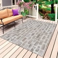 thumbnail image 1 of Beige Brick Wall Outdoor Rug 3x5 Ft, Non Slip Washable Area Rug, Retro Country Stone Rocks Geometric Print Patio Rugs Carpet Runner, Large Floor Mat for Indoor/Outdoor Deck Porch Camping, 1 of 8