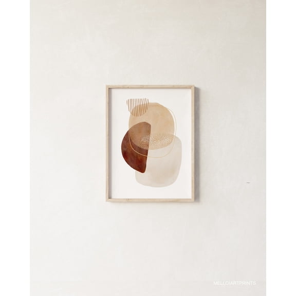 Beige Brown Abstract Art Poster Earth Tone Minimalist Decor, 12x18 UNFRAMED