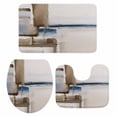 thumbnail image 1 of Beige Brown Blue Bath Mat 3 Piece Bathroom Rug Set, Vintage Abstract Mottled Texture Non Slip Bath Rug Contour Mat and Toilet Lid Cover, Absorbent Shower Mats Soft Bath Rugs and Mats Sets, 1 of 8