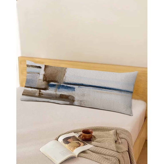 Beige Brown Blue Long Body Pillow Covers, Vintage Abstract Mottled Texture Soft Throw Pillow Cases with Invisible Zipper, Decorative Pillowcase Pillows Protectors for Sofa Bed Couch 20"x60"