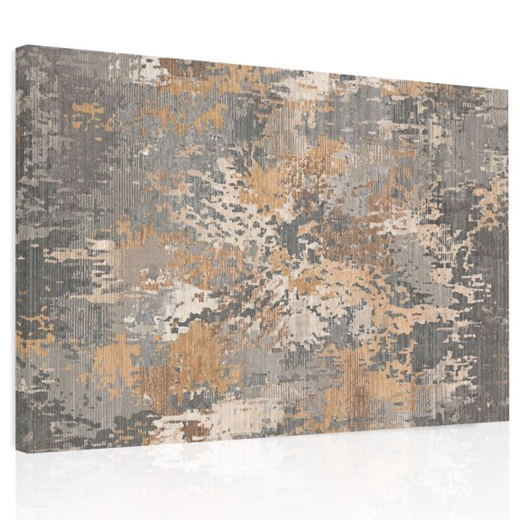 Beige Brown Copper Rust Canvas Print Wall Art, Abstract Vintage Industrial Minimalist Wall Decor Modern Artwork Paintings Pictures for Living Room Framed and Stretched Ready to Hang 20" x 24"