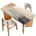 Beige Brown Fitted Rectangle Tablecloth 30