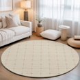 thumbnail image 1 of Beige Brown Gingham Round Area Rug 6 FT,Non Slip Bedroom Area Rug,Modern Minimalist Geometric Plaid Washable Soft Circular Carpet Non-Shedding Floor Mat for Kitchen Dining Room Home Office Kids Room, 1 of 6