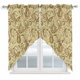thumbnail image 1 of Beige Brown Green Swag Curtains for Kitchen/Bedroom/Living Room, Retro Botanical Abstract Art Scalloped Curtains 63 Inch Long, Rod Pocket Window Swag Topper Curtains Valances 2 Panels Set 36"x63", 1 of 8