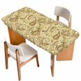 thumbnail image 1 of Beige Brown Green Table Cloths for 6 Foot Rectangle Tables, Retro Botanical Abstract Art Patio Waterproof Elastic Fitted Tablecloths, Washable Rectangular Table Cover for Camping, 1 of 8