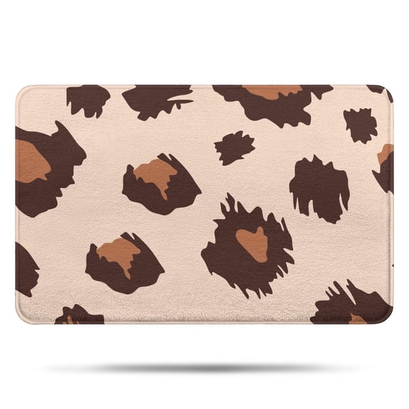 Beige and Brown Of Leopard Print Bathroom Rugs Mat,Non Slip Microfiber Bathroom Rug,Rubber Backing,Soft Bathroom Mats for Bathroom Floor,Tub and Shower,17x27in(43x68cm)