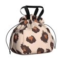 thumbnail image 1 of Beige and Brown Of Leopard Print Drawstring Lunch Bag Women - Drawstring Lunch Bag Insulated for Work Office - Stain-Resistant Large Lunchbags for Women with Multi-Pockets, 1 of 6