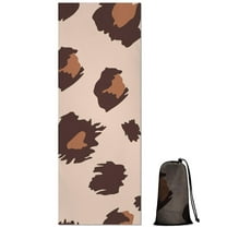 Beige and Brown Of Leopard Print Hot Yoga Mat Towel Non Slip for Hot Yoga - Quick-Drying Yoga Mat Cover with 4 Corner Pockets with Travel Bag - Hot Yoga Towel Non Slip 70"x26"