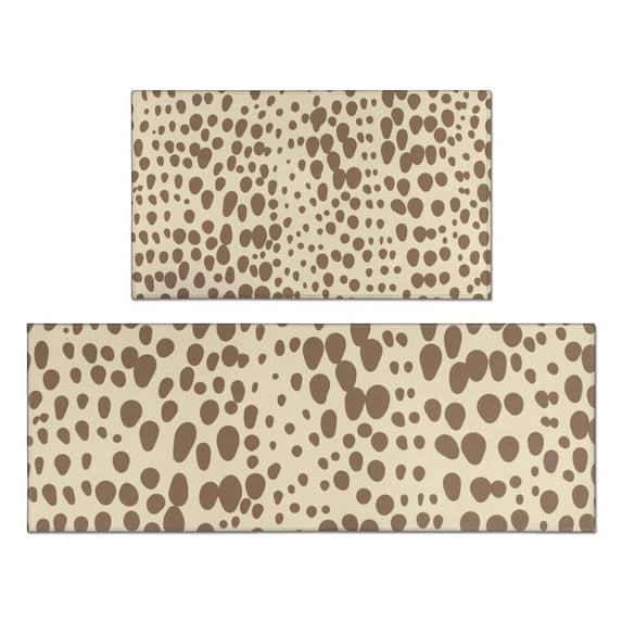 Beige and Brown Of Leopard Print Kitchen Rugs Sets Of 2,Anti Fatigue Kitchen Mat Rugs Non Slip Washable,Decorative Kitchen Floor Mats for Kitchen,Sink,Laundry,17"x30"+17"x47"