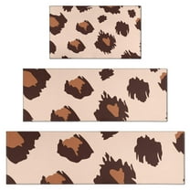 Beige and Brown Of Leopard Print Kitchen Rugs Sets Of 3,Kitchen Runner Rugs Non Skid Washable,Decorative Kitchen Floor Mats for Kitchen,Sink,Laundry,17"x30"  17"x47"   17"x59"